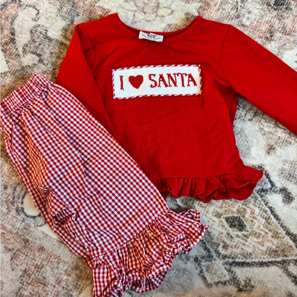 Smocked “I ❤️ Santa” Pants Set